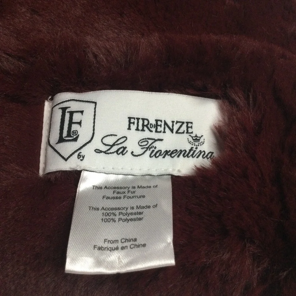 LA FIORENTINA FAUX FUR INFINITY SCARF BURGUNDY OS NWOT